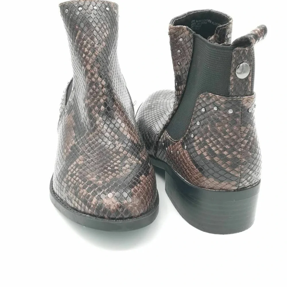 Steve Madden Girls Jcase Ankle Booties Brown Black Snakeskin Faux Leather Zip 4